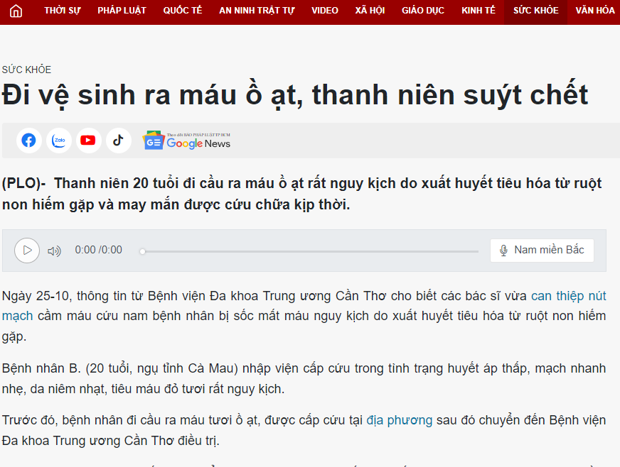 Bác sĩ giải đáp: Nguyên nhân đi cầu ra máu nhiều là do đâu? Cách điều trị ra sao?