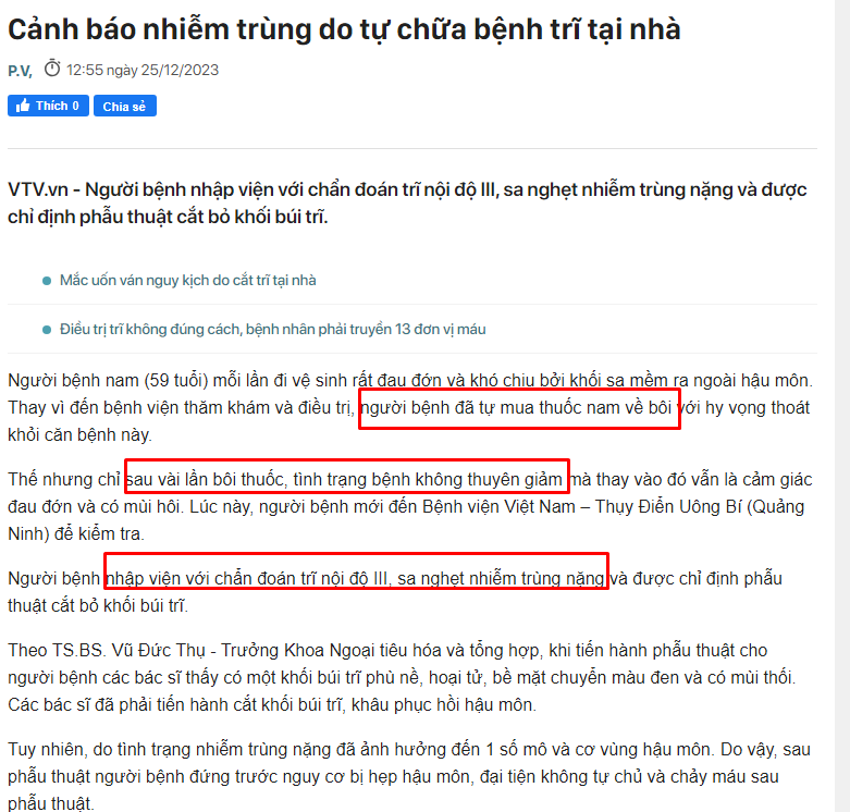 Điều Trị Trĩ Nhẹ Đơn Giản Cùng BS +40 Năm Kinh Nghiệm